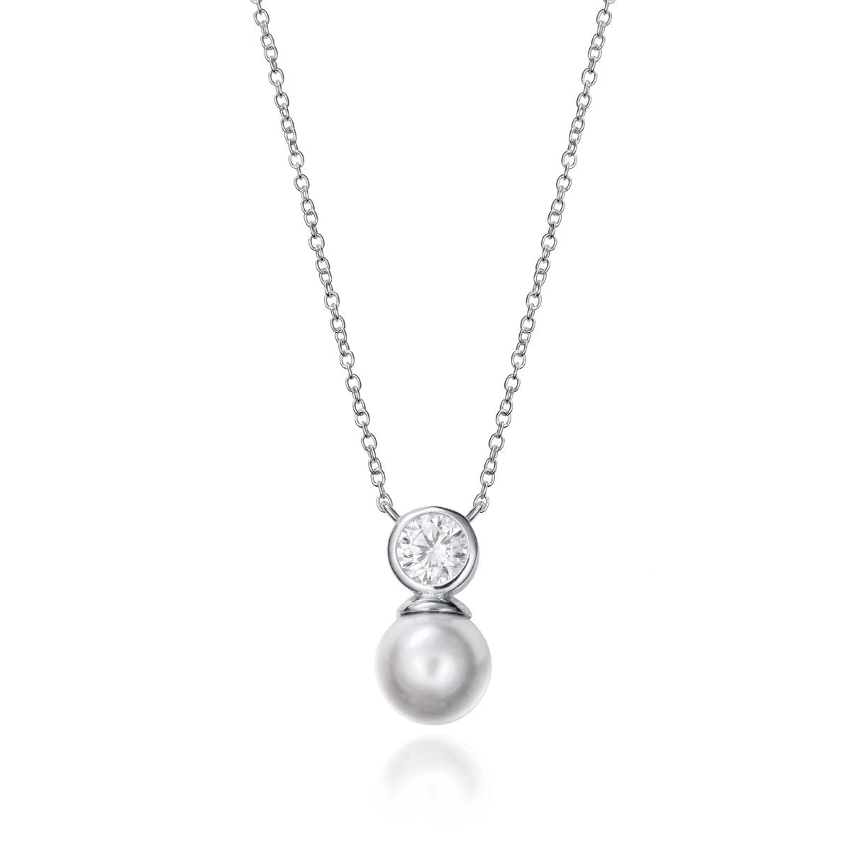 VICEROY JEWELS Mod. 71047C000-68 elegant silver necklace with pearl and crystal pendant, suitable for ladies, quartz movement, 3 ATM water-resistant