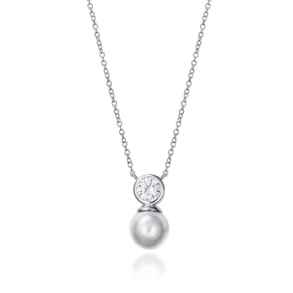 VICEROY JEWELS Mod. 71047C000-68 elegant silver necklace with pearl and crystal pendant, suitable for ladies, quartz movement, 3 ATM water-resistant