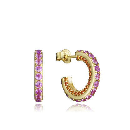 Gold and pink gemstone hoop earrings from VICEROY JEWELS Mod. 9127E100-39 collection.