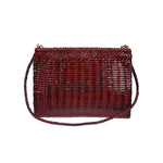 VIPERA Saba handbag in burgundy with woven pattern, zip closure, and removable leather strap.