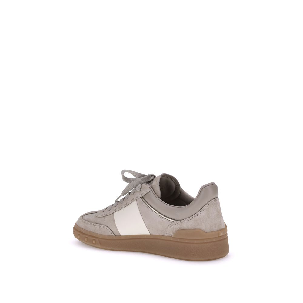 Valentino Garavani Beige Calf Leather Bos Taurus Low Top Sneakers