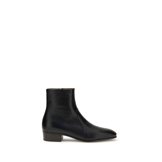Valentino Garavani Black Goatskin Ankle Boots with VLogo detail, elegant leather craftsmanship for AW25 season.