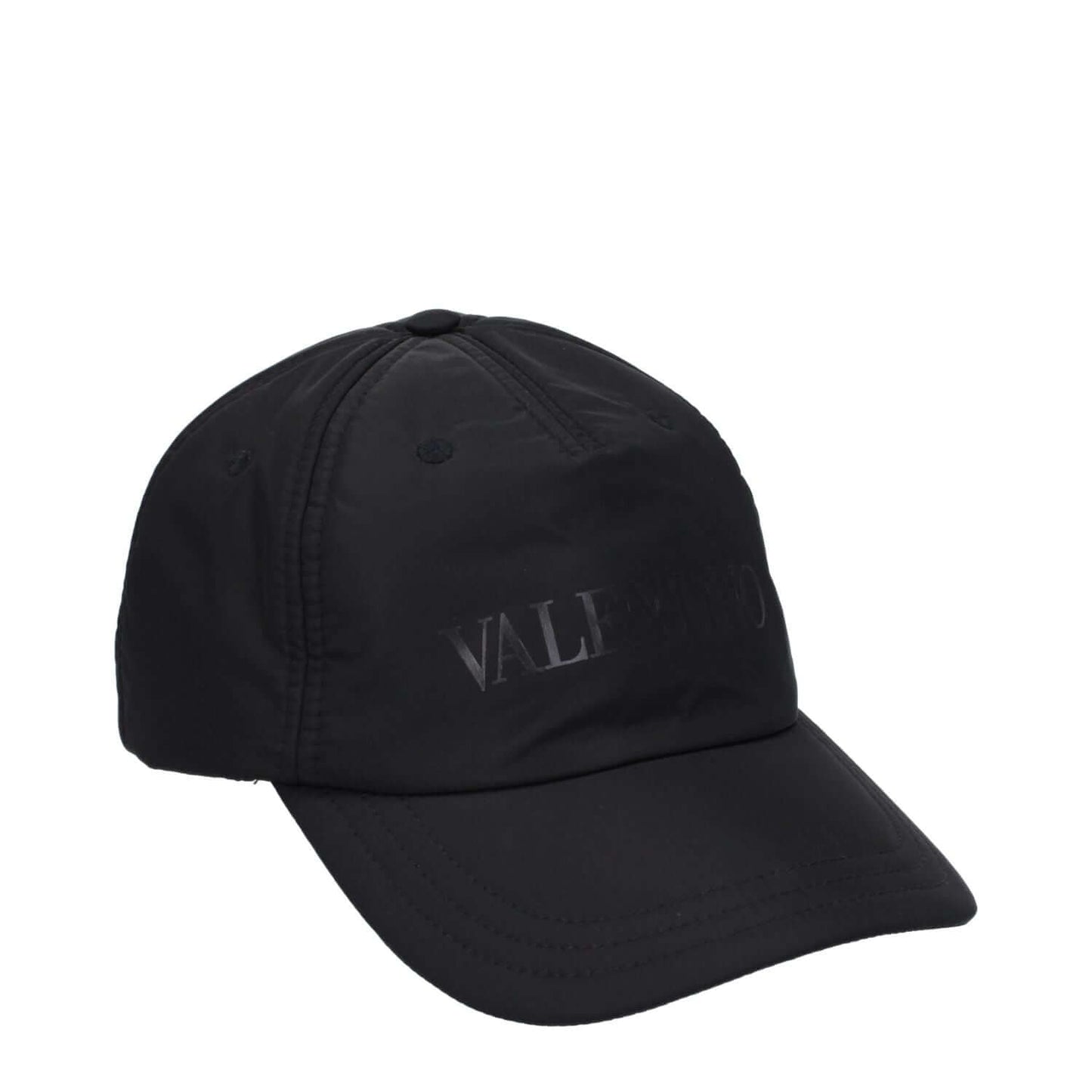 Valentino Garavani Black Polyamide Cap (Baseball Hat) with logo and buckle closure