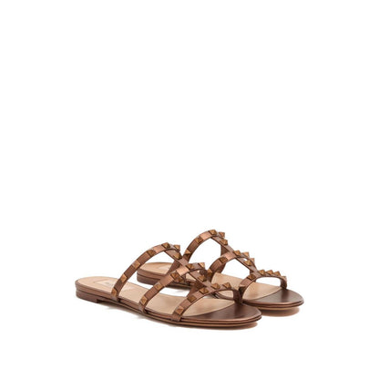 Valentino Garavani Rockstud Low Slide Sandal in Laminated Nappa Leather