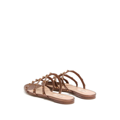 Valentino Garavani Rockstud Low Slide Sandal in Laminated Nappa Leather