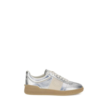 Valentino Garavani Silver Calf Leather Bos Taurus Low Top Sneakers