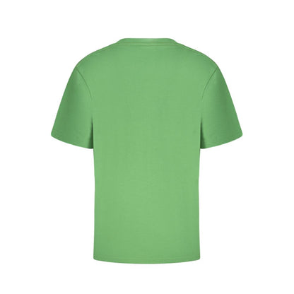Vans Green Cotton T-Shirt with short sleeves, classic fit, crew neck, and logo print displayed on the back.