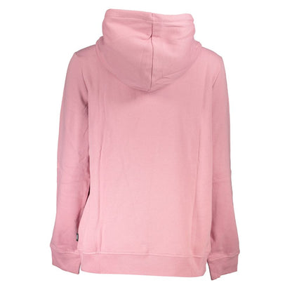 Vans Pink Cotton Women Sweater, back view showing soft cotton blend fabric, hood, and long sleeves. Elevate your fashion with Vans iconic style.