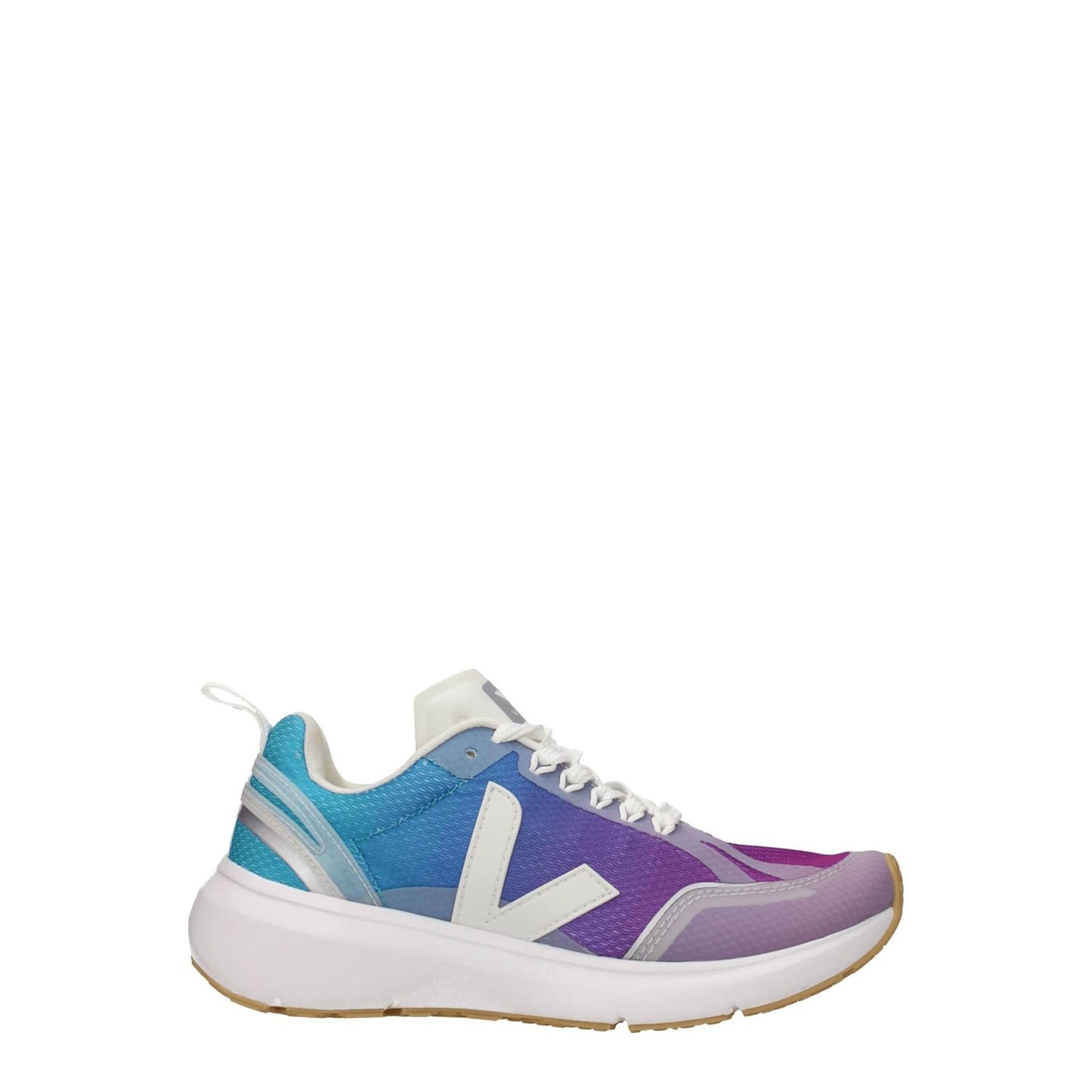 Veja Multicolor Fabric Athletic Sneakers with lace-up closure and rubber sole, featuring front and side logos, sporty glam style.