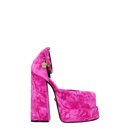 Versace Pink Velvet Platform Sandals