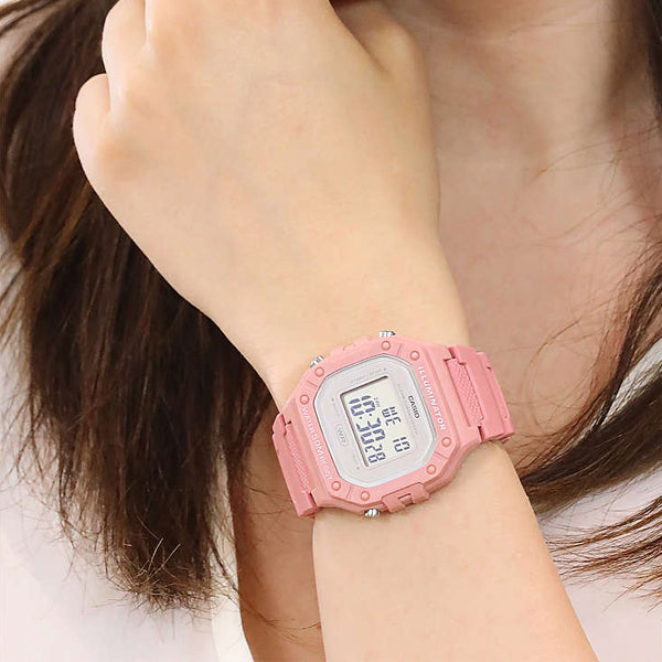 CASIO TIMELESS COLLECTION Mod. SPORT ILLUMINATOR WR 50M. ALARM. CHRONOGRAPH - PINK - COLORED SERIE W-218HC-4AVEF