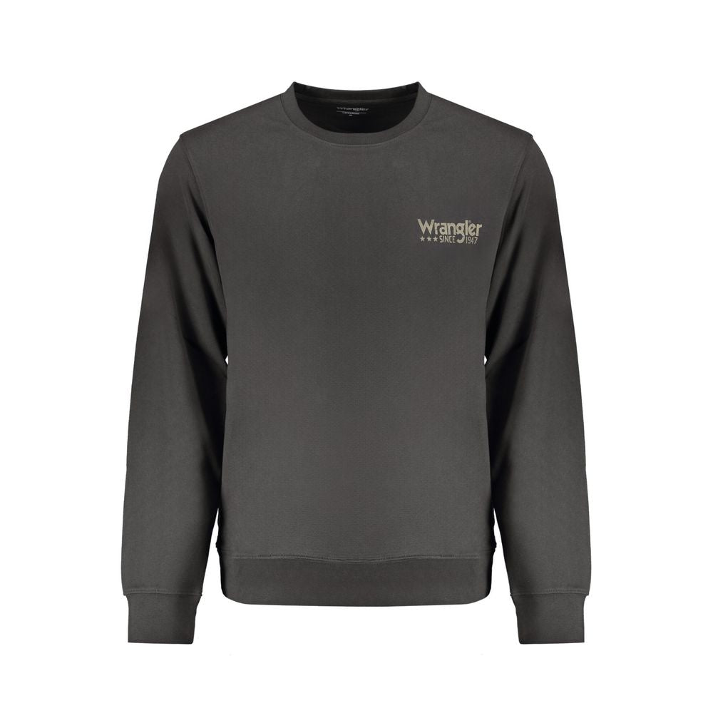 Wrangler Black Cotton Men Sweater showcasing long sleeves and iconic logo on front.