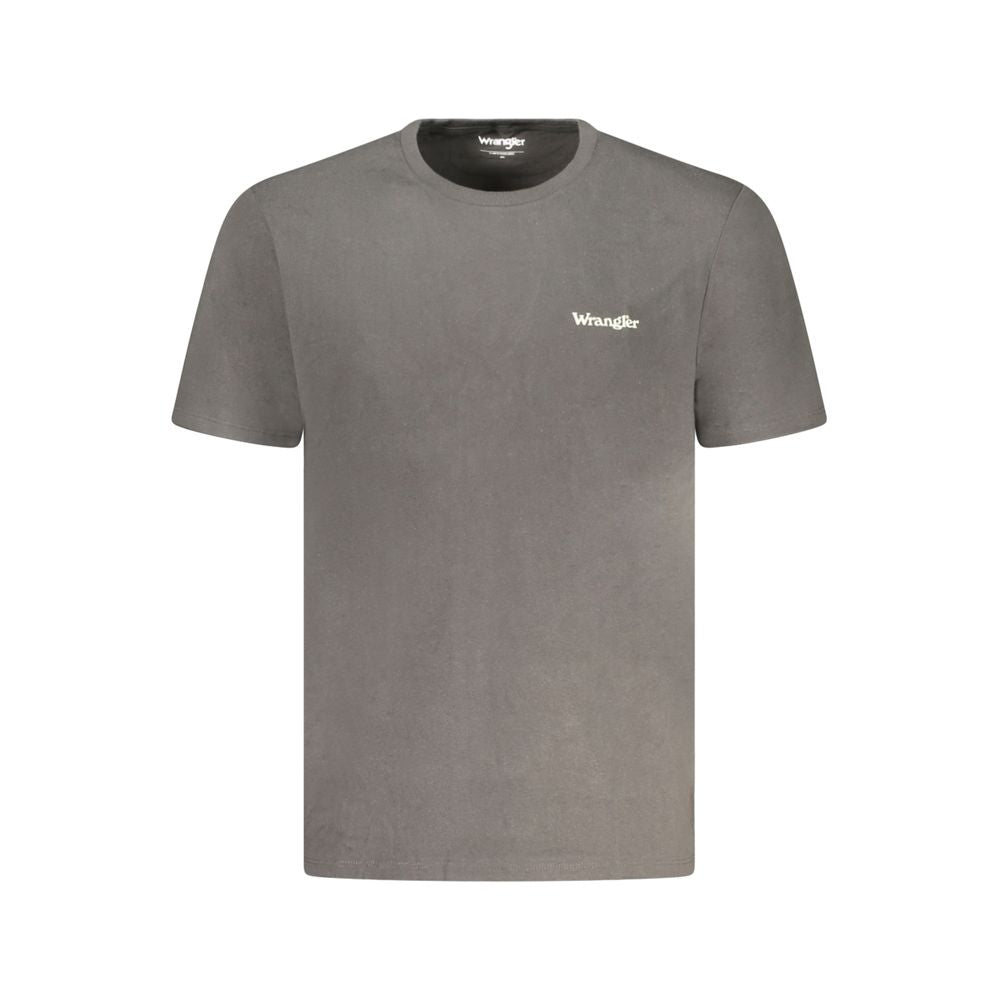 Wrangler Black Cotton T-Shirt, short sleeve tee with small logo and crew neck design, casual shirt with printed logo detail.