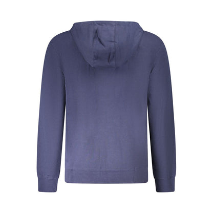 Wrangler Blue Cotton Men Sweater hoodie back view with hood and adjustable drawstrings, stylish and comfortable for casual wear
